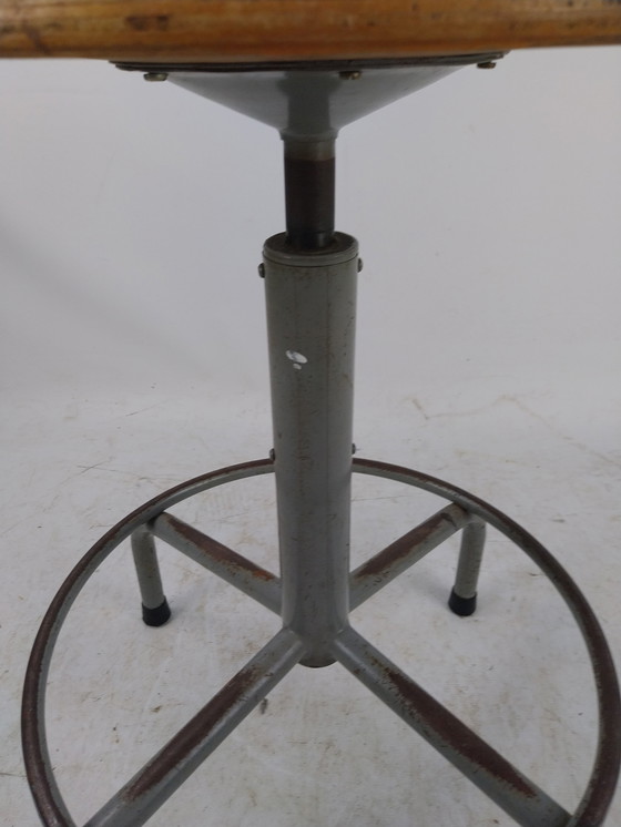 Image 1 of 1 x industrial studio stool.  Adjustable in height.  In style of Friso Kramer