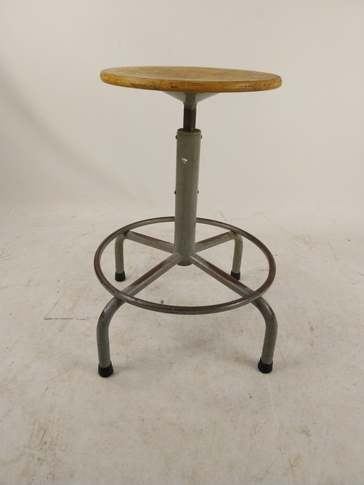 1 x industrial studio stool.  Adjustable in height.  In style of Friso Kramer