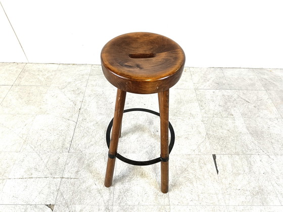 Tabouret de bar brutaliste Mid Century 1960s – Tabourets de bar, Wood, Vintage (photo 2 of 9)