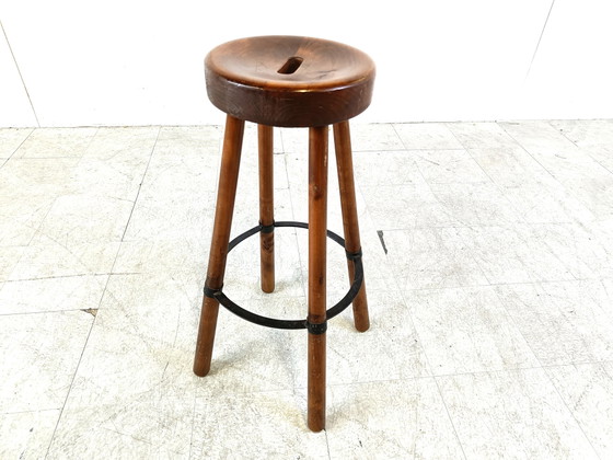 Tabouret de bar brutaliste Mid Century 1960s – Tabourets de bar, Wood, Vintage (photo 8 of 9)