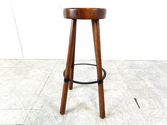 Tabouret de bar brutaliste Mid Century 1960s – Tabourets de bar, Wood, Vintage (photo 4 of 9)