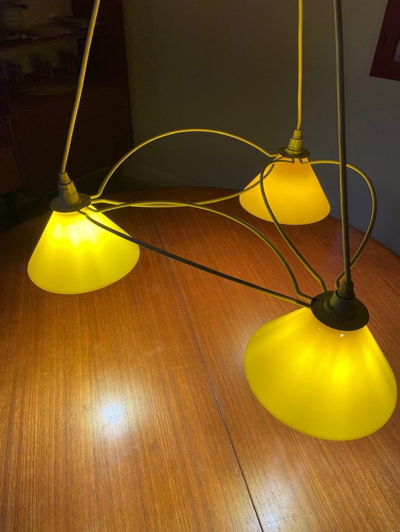 Image 1 of Lampada a sospensione vintage con 3 luci, di Le Dauphin, anni '80