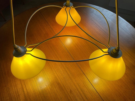 Image 1 of Lampada a sospensione vintage con 3 luci, di Le Dauphin, anni '80