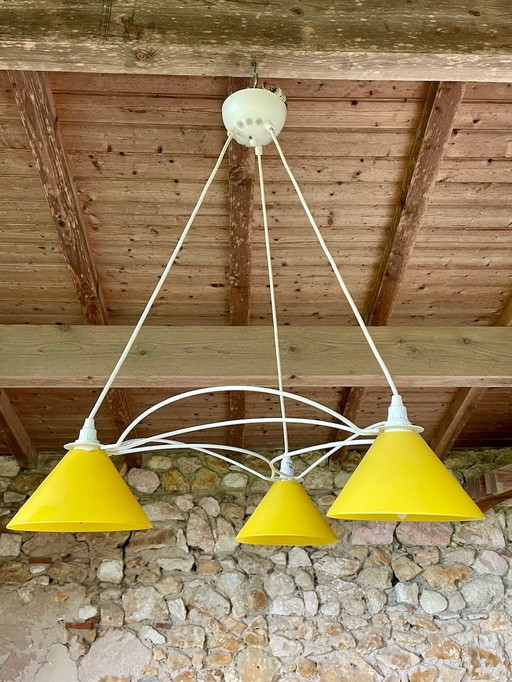 Vintage Pendant Lamp With 3 Lights, From Le Dauphin, 1980S