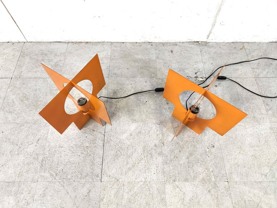 Image 1 of Pair of orange space age table lamps, 1960s 