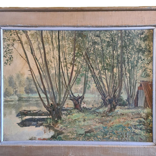 French Oil Painting On Cloth Ardennes 1962