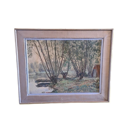 French Oil Painting On Cloth Ardennes 1962