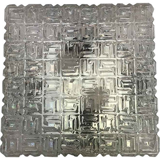 Image 1 of Square vintage wall lamp in glass and black lacquered metal