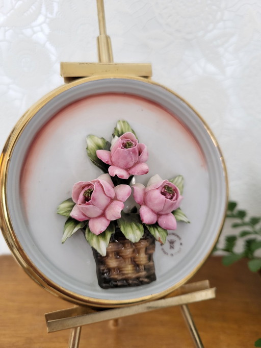 Vintage Capodimonte Porcelain Floral Painting