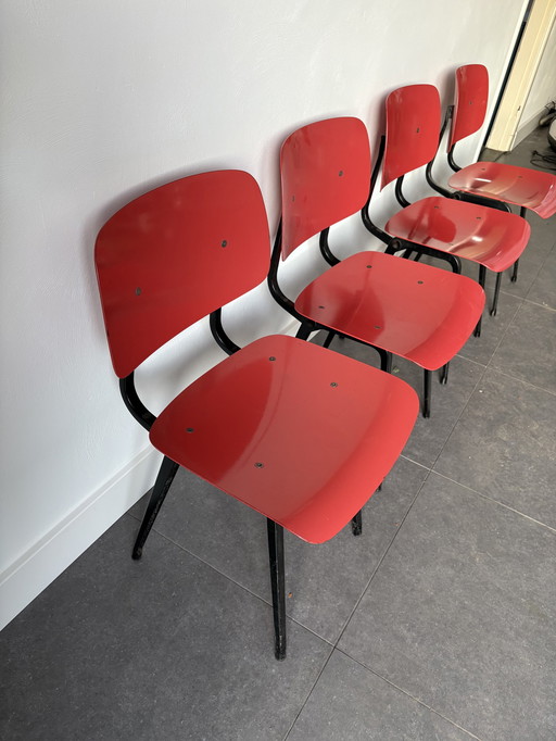 4 Red Revolt Chairs Friso Kramer Ahrend ‘60