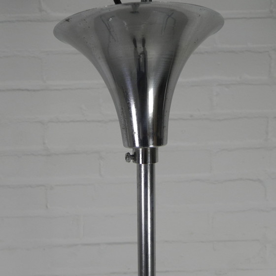 Image 1 of Art Deco Pendant Lamp With Clouded Glass Bowl, 1930s