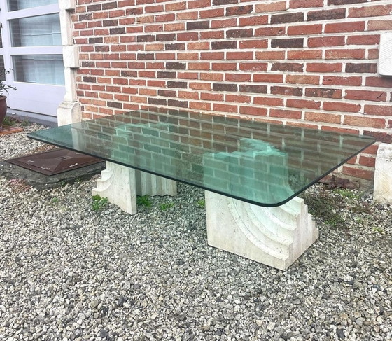 Image 1 of Table basse en travertin