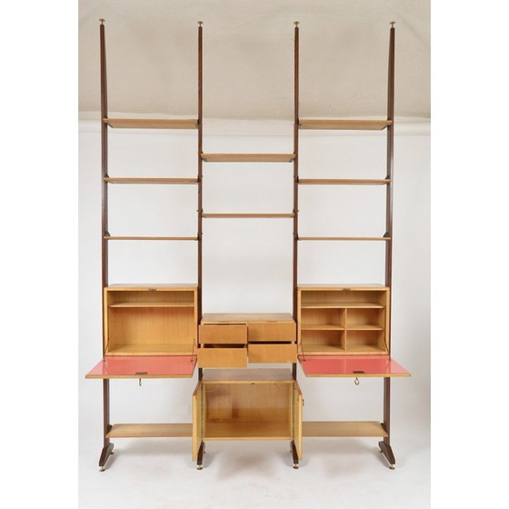 Image 1 of Vintage teak and brass shelving system, Italy 1950s