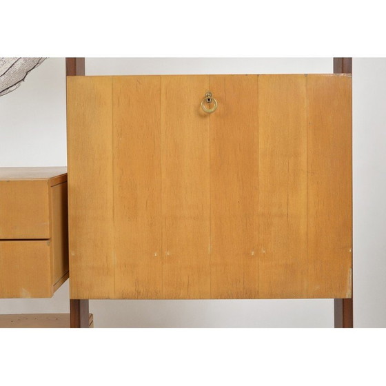 Image 1 of Vintage teak and brass shelving system, Italy 1950s