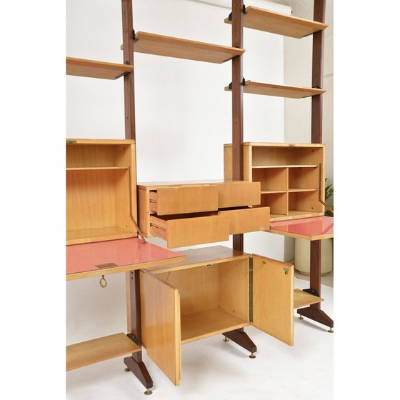 Image 1 of Vintage teak and brass shelving system, Italy 1950s