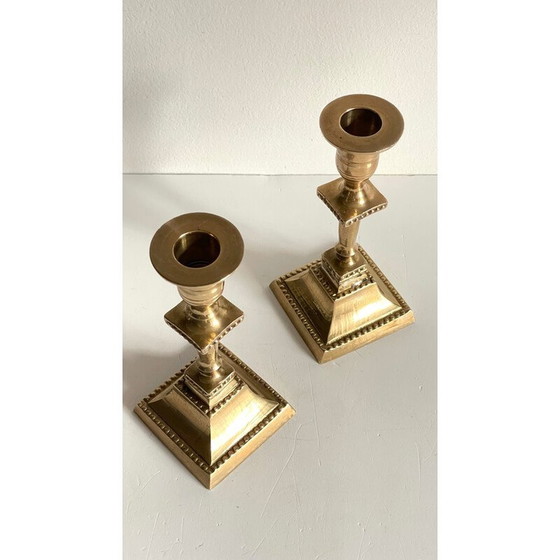 Image 1 of Pair of vintage "India" candlestick in solid brass