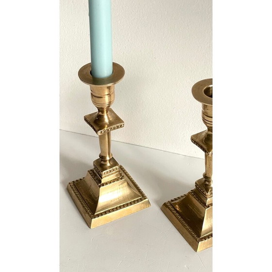 Image 1 of Pair of vintage "India" candlestick in solid brass