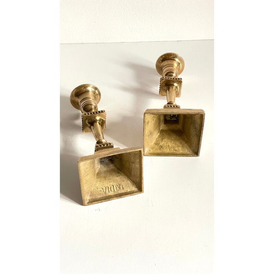 Image 1 of Pair of vintage "India" candlestick in solid brass
