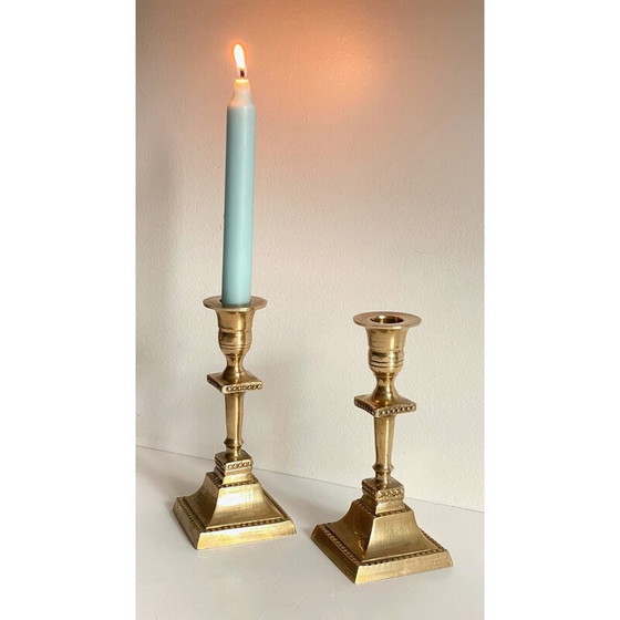 Image 1 of Pair of vintage "India" candlestick in solid brass