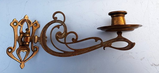 Art Nouveau Brass Wall Candleholders, 1890S, Set Of 2