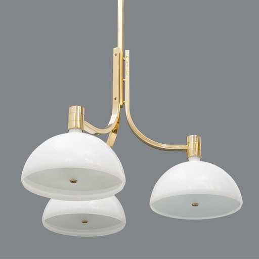 Vintage "AS/AM" chandelier in gold-plated metal by Franco Albini and Franca Helg for Sirrah, Italy 1970