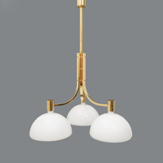 Image 1 of Vintage "AS/AM" chandelier in gold-plated metal by Franco Albini and Franca Helg for Sirrah, Italy 1970
