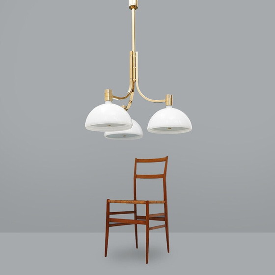Image 1 of Vintage "AS/AM" chandelier in gold-plated metal by Franco Albini and Franca Helg for Sirrah, Italy 1970