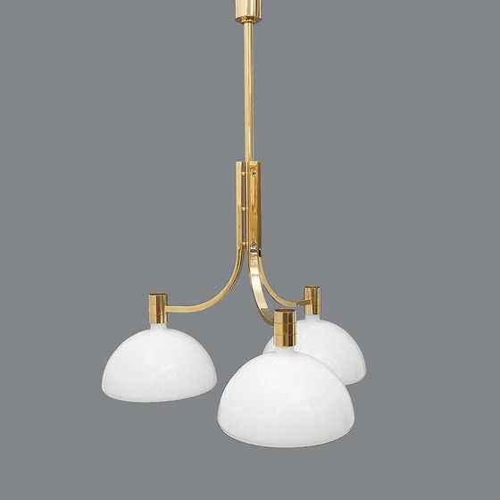 Image 1 of Vintage "AS/AM" chandelier in gold-plated metal by Franco Albini and Franca Helg for Sirrah, Italy 1970