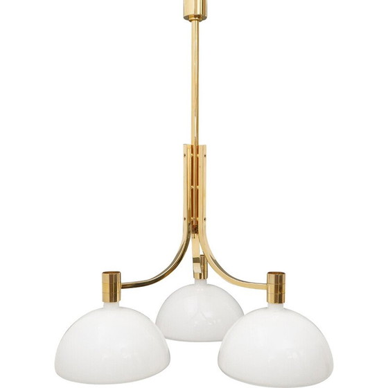 Image 1 of Vintage "AS/AM" chandelier in gold-plated metal by Franco Albini and Franca Helg for Sirrah, Italy 1970