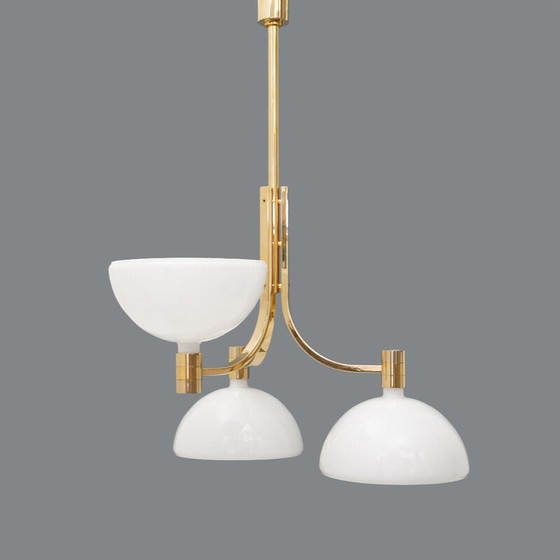 Image 1 of Vintage "AS/AM" chandelier in gold-plated metal by Franco Albini and Franca Helg for Sirrah, Italy 1970
