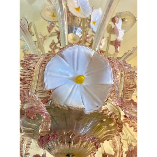 Vintage chandelier with glass Murano by Barovier & Toso, 1980s