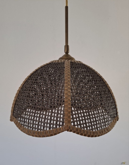Vintage Pendant Lamp Rattan Cane With Vienna Straw Webbing