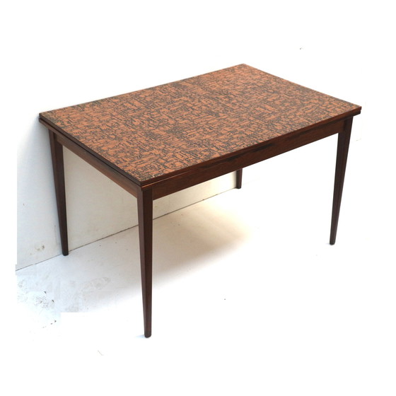 Image 1 of Unique vintage Brutalist extendable dining table with copper top