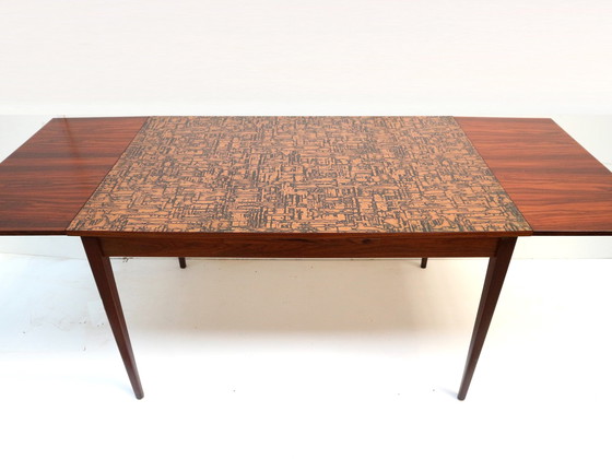 Image 1 of Unique vintage Brutalist extendable dining table with copper top
