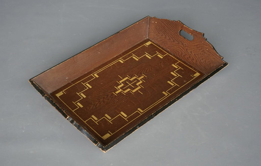 Amsterdamse School Painted Wooden Tray, 1930s