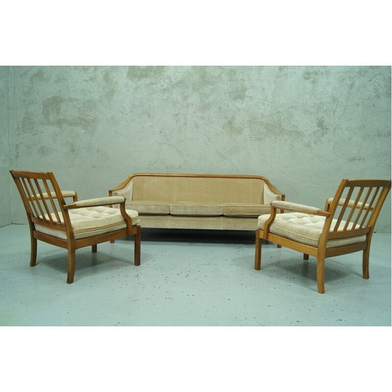 Image 1 of Set of vintage scandinavian teak and velvet living room, Sweden 1960s
