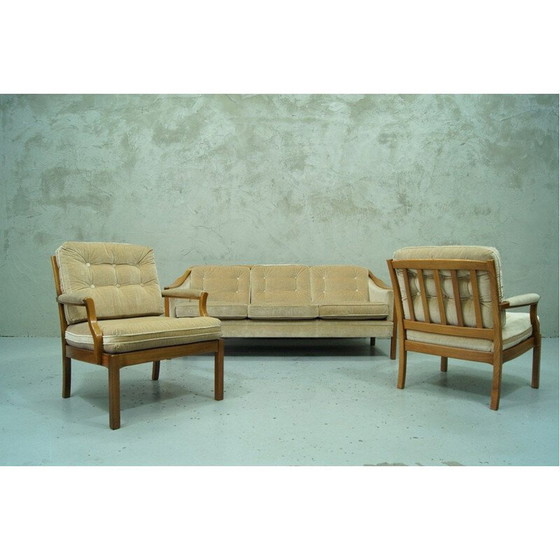 Image 1 of Set of vintage scandinavian teak and velvet living room, Sweden 1960s