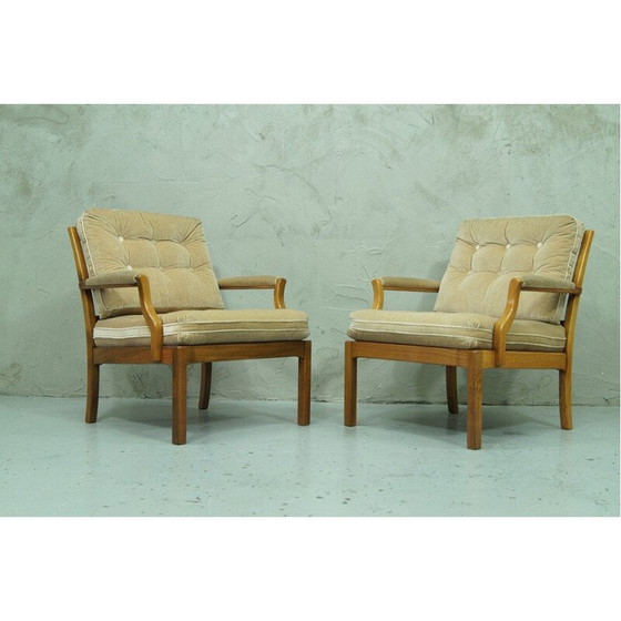 Image 1 of Set of vintage scandinavian teak and velvet living room, Sweden 1960s