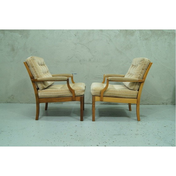 Image 1 of Set of vintage scandinavian teak and velvet living room, Sweden 1960s