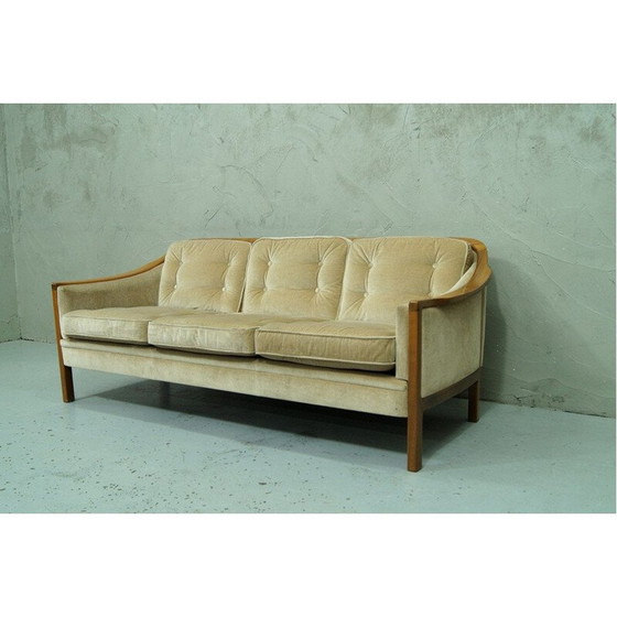 Image 1 of Set of vintage scandinavian teak and velvet living room, Sweden 1960s