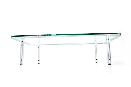 Horst Bruening for Kill International, large T111 Chrome Glass Coffee Table / Table basse, Allemagne