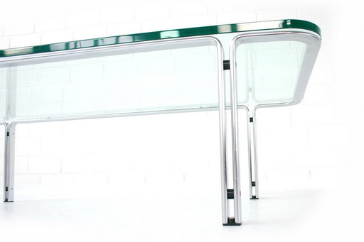 Horst Bruening for Kill International, large T111 Chrome Glass Coffee Table / Table basse, Allemagne