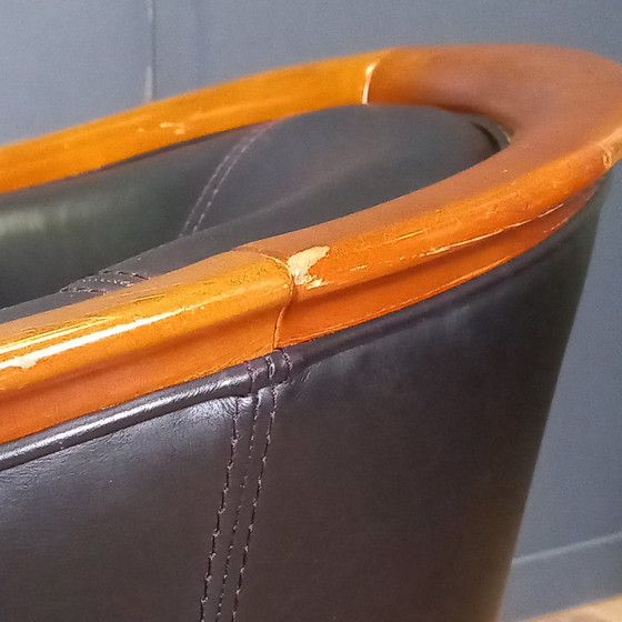 Image 1 of Dark Blue Vintage Club Armchair 2 Of 2