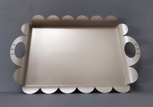 Alessandro Mendini 'Recinto' Postmodern Silver Grey Tray Alessi 2000