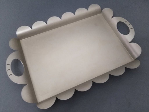 Alessandro Mendini 'Recinto' Postmodern Silver Grey Tray Alessi 2000