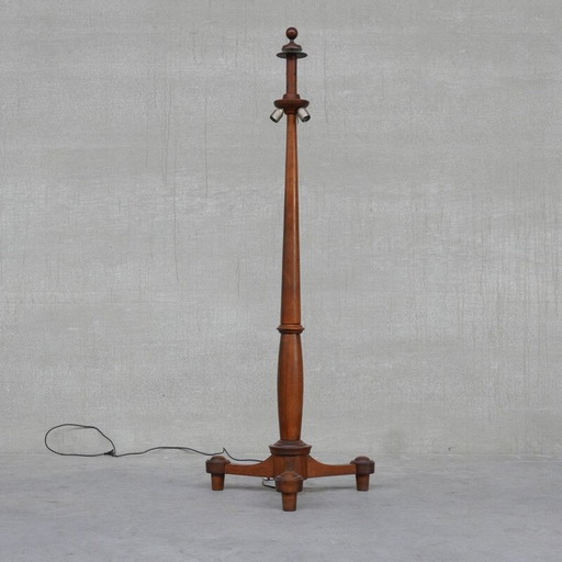 Vintage walnut floor lamp, France 1930