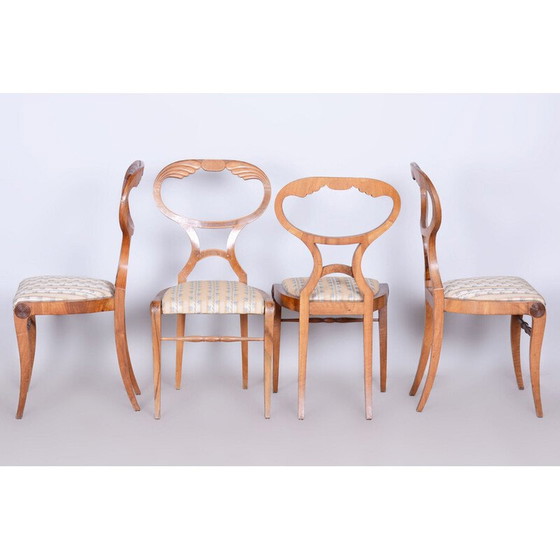 Image 1 of Set di 4 sedie vintage in rovere e noce, Austria 1820