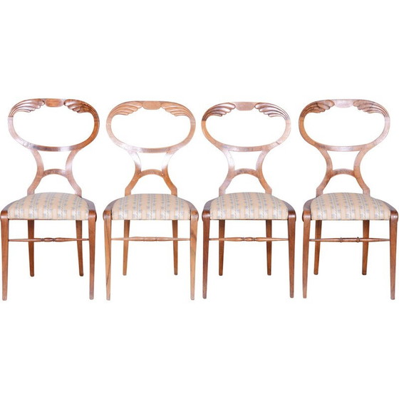 Image 1 of Set di 4 sedie vintage in rovere e noce, Austria 1820
