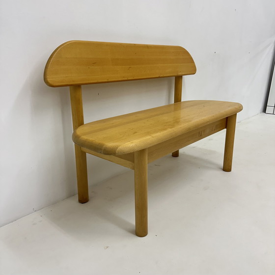 Image 1 of Vintage Danish Ansager Mobler Solid Wooden Bench , 1970S