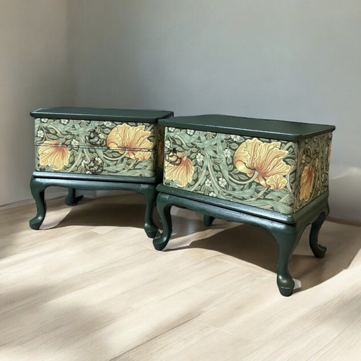 2x Vintage Nightstands in Pimpernel by William Morris